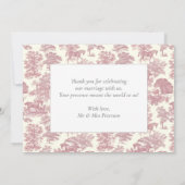 ヴィンテージエレガントシックなピンクホーストワ結婚ーズ サンキューカード (裏面)