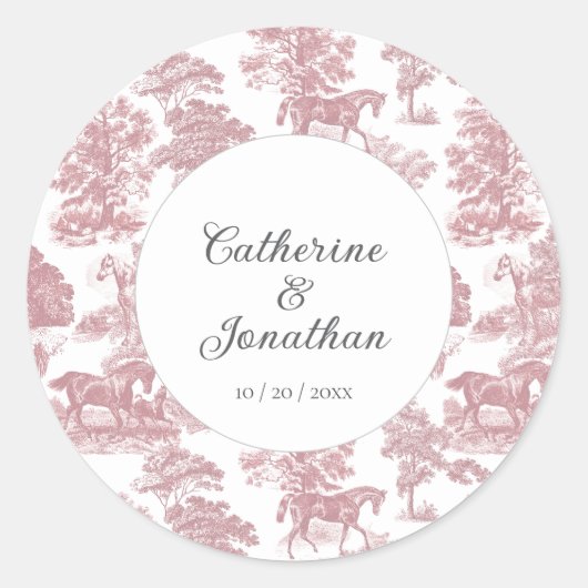 ヴィンテージエレガントシックなピンクホーストワ結婚ーズ ラウンドシール (正面)