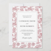 ヴィンテージエレガントシックなピンクホーストワ結婚ーズ 招待状 (正面)