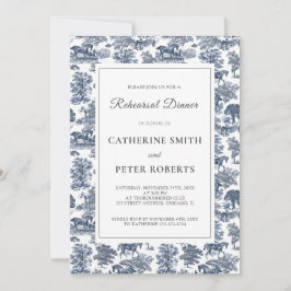 ヴィンテージエレガントシックフランスのブルーホーストワール 招待状