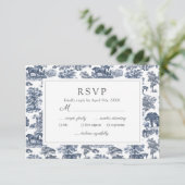 ヴィンテージエレガントシックブルートイレホースRSVPカード 出欠カード (スタンド正面)