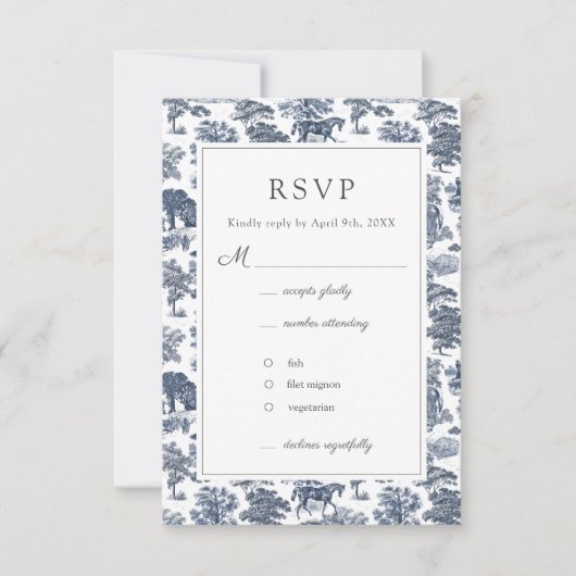 ヴィンテージエレガントシックブルーホーストワール 出欠カード (正面)