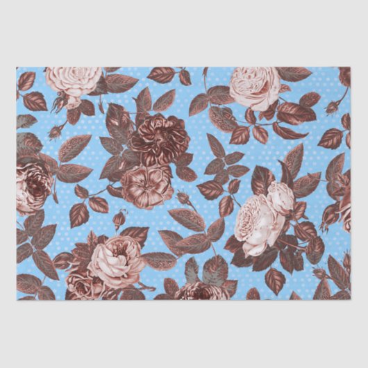 ヴィンテージエレガントシック銅バラオンブルー 薄葉紙 (正面)