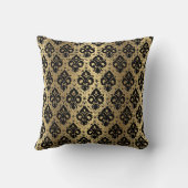 ヴィンテージエレガントシック黒金ゴールドダマスク クッション (裏面)