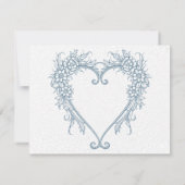 ヴィンテージエレガントシノイスリーブルーハート結婚ズ 出欠カード (裏面)