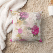 ヴィンテージエレガントシャビーシックパープルバラ クッション (ブランケット)