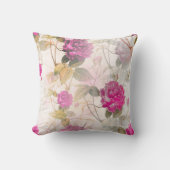 ヴィンテージエレガントシャビーシックパープルバラ クッション (正面)