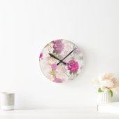 ヴィンテージエレガントシャビーシックパープルバラ ラウンド壁時計 (ホーム)