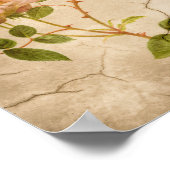 ヴィンテージエレガントシャビーシック淡い色のピンクローズ ポスター (角)