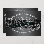 ヴィンテージエレガントシャルボードブライダルシャワー 招待状 (正面/裏面)