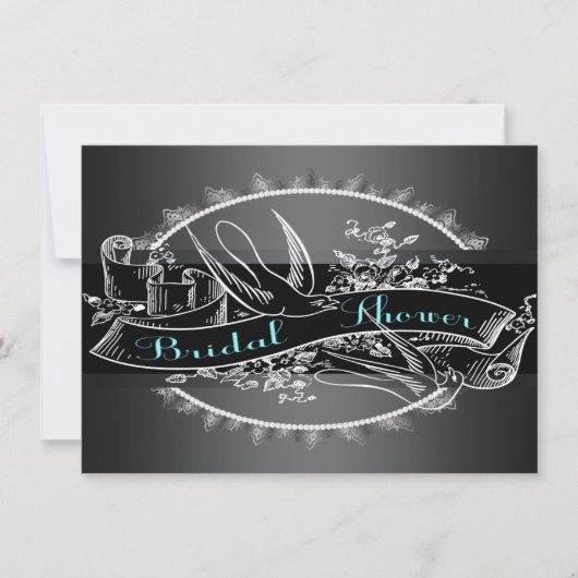 ヴィンテージエレガントシャルボードブライダルシャワー 招待状 (正面)