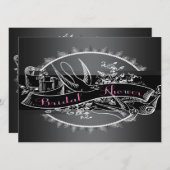 ヴィンテージエレガントシャルボードブライダルシャワー 招待状 (正面/裏面)