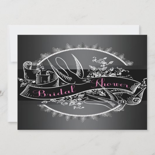 ヴィンテージエレガントシャルボードブライダルシャワー 招待状 (正面)
