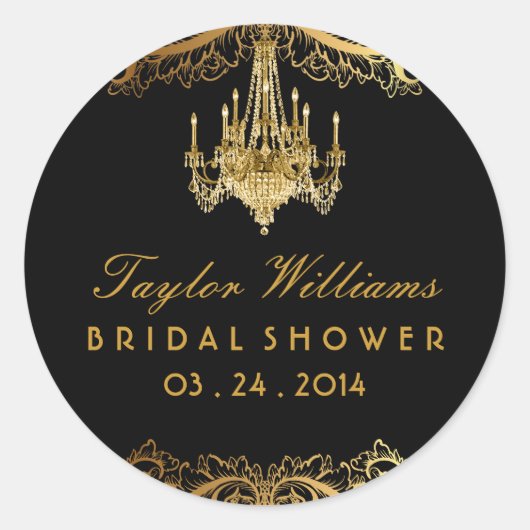 ヴィンテージエレガントシャンデリアブライダルシャワーシール ラウンドシール (正面)