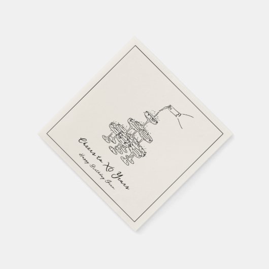 ヴィンテージエレガントシャンパンスケッチ誕生日ナプキンス スタンダードカクテルナプキン (角)