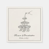 ヴィンテージエレガントシャンパンタワースケッチカスタム スタンダードカクテルナプキン (正面)