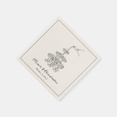 ヴィンテージエレガントシャンパンタワースケッチカスタム スタンダードカクテルナプキン (角)