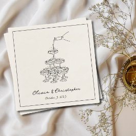 ヴィンテージエレガントシャンパンタワースケッチカスタム スタンダードカクテルナプキン