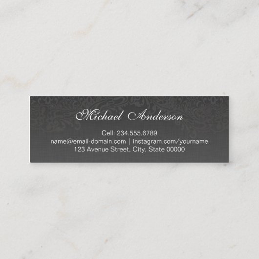 ヴィンテージエレガントシルバーダマスク卒業ネームカード コーリングカード (裏面)