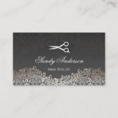 ヴィンテージエレガントシルバーダマスク – インディ美容師 名刺 (正面)