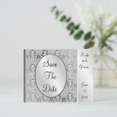 ヴィンテージエレガントシルバー日付はがきを保存 案内ポストカード (スタンド正面)
