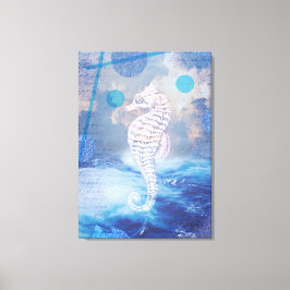 ヴィンテージエレガントシーホースブルー海波 キャンバスプリント