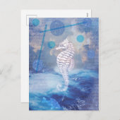 ヴィンテージエレガントシーホースブルー海波 シーズンポストカード (正面/裏面)