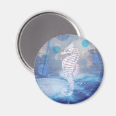 ヴィンテージエレガントシーホースブルー海波 マグネット (正面/裏面)