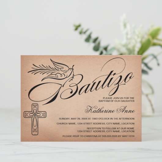 ヴィンテージエレガントスクリプトクロスとドーブバウティゾ 招待状 (スタンド正面)