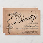 ヴィンテージエレガントスクリプトクロスとドーブバウティゾ 招待状 (正面/裏面)