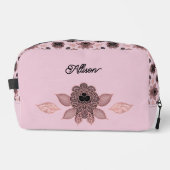 ヴィンテージエレガントスタイルのピンクと黒のレース ドップキット (正面)