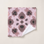 ヴィンテージエレガントスタイルのピンクと黒のレース バスタオルセット (ウォッシュタオル)