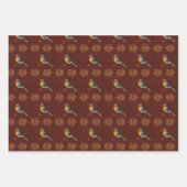 ヴィンテージエレガントスタイルバーズクリスマスポインセチア ラッピングペーパーシート (正面)