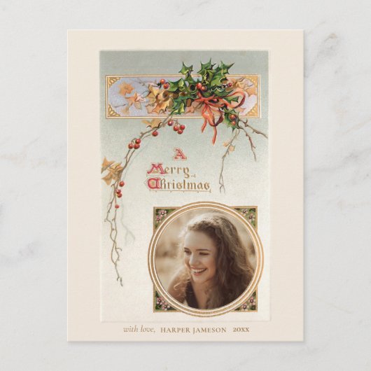 ヴィンテージエレガントスタイルホリーと写真 ポストカード (正面)