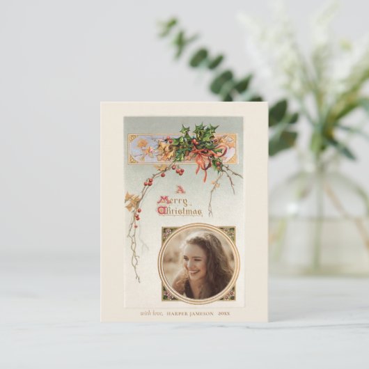 ヴィンテージエレガントスタイルホリーと写真 ポストカード (スタンド正面)