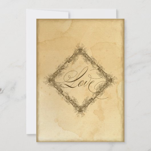 ヴィンテージエレガントステンドアンティーク結婚ズ 招待状 (裏面)