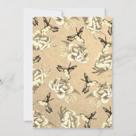 ヴィンテージエレガントセピアフローラ&ハミングバード 招待状 (裏面)