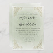 ヴィンテージエレガントセージ緑金ゴールド 招待状 (正面/裏面)