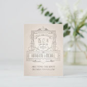 ヴィンテージエレガントタイポグラフィ日付はがきを保存 案内ポストカード (スタンド正面)