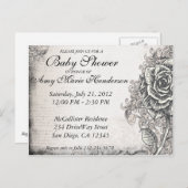 ヴィンテージエレガントタトゥーバラベビーシャワー葉書 インビテーションポストカード (正面/裏面)