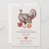 ヴィンテージエレガントターキー秋の葉の感謝祭 招待状 (正面)