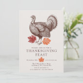 ヴィンテージエレガントターキー秋の葉の感謝祭 招待状 (スタンド正面)