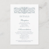 ヴィンテージエレガントダスティブルーバロック結婚ズ詳細 エンクロージャーカード (正面)