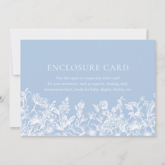 ヴィンテージエレガントダスティブルーフローラエンクロージャカード 招待状 (正面)