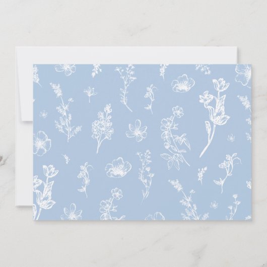 ヴィンテージエレガントダスティブルーフローラエンクロージャカード 招待状 (裏面)
