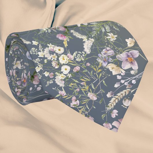 ヴィンテージエレガントダスティブルーフローラ結婚ズネクタイ ネクタイ