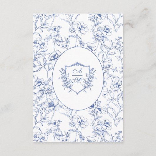 ヴィンテージエレガントダスティブルーフローラ結婚ズ詳細 エンクロージャーカード (裏面)