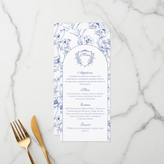 ヴィンテージエレガントダスティブルーフローラ結婚ズ詳細 メニュー (正面/裏面インサイチュ)