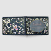 ヴィンテージエレガントダスティブルーフローラ結婚ズ ゲストブック (全面)