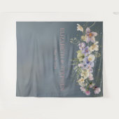 ヴィンテージエレガントダスティブルーフローラ結婚ズ タペストリー (正面(横))